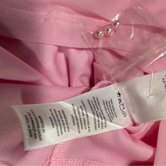 Lulus pink mini dress pearl studded square neck XS new with tag - Picture 9 of 12